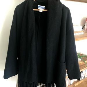Vintage Pendleton Black Wool Fringe Coat